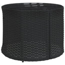 havesofa med bord og hynder rund polyrattan sort