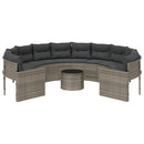 havesofa med bord og hynder rund polyrattan grå