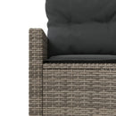 havesofa med bord og hynder rund polyrattan grå
