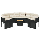 havesofa med bord og hynder rund polyrattan sort