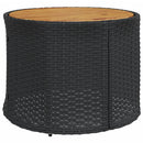 havesofa med bord og hynder rund polyrattan sort