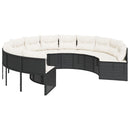 havesofa med hynder rund polyrattan sort