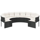 havesofa med hynder rund polyrattan sort