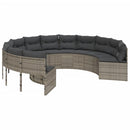 havesofa med hynder rund polyrattan grå