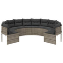 havesofa med hynder rund polyrattan grå