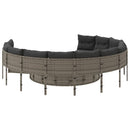 havesofa med hynder rund polyrattan grå