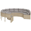 havesofa med hynder rund polyrattan beige