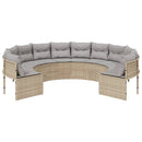 havesofa med hynder rund polyrattan beige