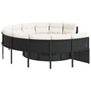 havesofa med bord og hynder rund polyrattan sort