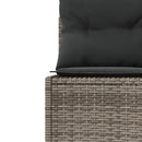havesofa med bord og hynder rund polyrattan grå