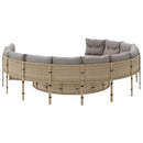 havesofa med bord og hynder rund polyrattan beige