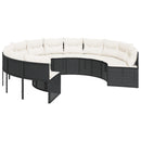 havesofa med bord og hynder rund polyrattan sort