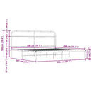 sengeramme uden madras 200x200 cm metal røget egetræsfarve