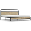sengeramme uden madras 200x200 cm metal røget egetræsfarve
