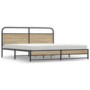 sengeramme uden madras 200x200 cm metal røget egetræsfarve