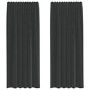 voile-gardiner med stanglommer 2 stk. sort