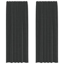 voile-gardiner med stanglommer 2 stk. sort