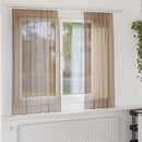 voile-gardiner med stanglommer 2 stk lysebrun