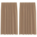 voile-gardiner med stanglommer 2 stk lysebrun