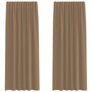 voile-gardiner med stanglommer 2 stk lysebrun