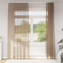 voile-gardiner med stanglommer 2 stk lysebrun