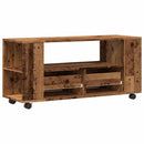 tv-bord med hjul 102x34,5x43 cm konstrueret træ antikt træ