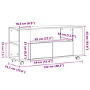 tv-bord med hjul 102x34,5x43 cm konstrueret træ kunsteg