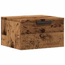 væghængt sengebord 34x30x20 cm antikt træ