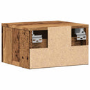 væghængt sengebord 34x30x20 cm antikt træ