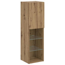 tv-borde med LED-lys 2 stk. 30,5x30x102 cm egetræsfarve