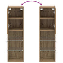 tv-borde med LED-lys 2 stk. 30,5x30x102 cm egetræsfarve