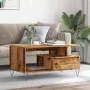 sofabord 90x49x45 cm konstrueret træ antikt trælook