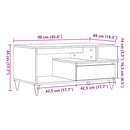 sofabord 90x49x45 cm konstrueret træ kunsteg