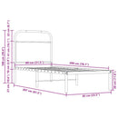 sengeramme 80x200 cm uden madras konstrueret træ brunt eg