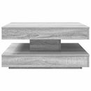 sofabord 360 grader drejeligt 70x70x34,5 cm grå sonoma-eg