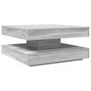 sofabord 360 grader drejeligt 70x70x34,5 cm grå sonoma-eg