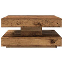sofabord 360 grader drejeligt 70x70x34,5 cm antikt træ