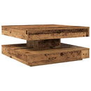 sofabord 360 grader drejeligt 70x70x34,5 cm antikt træ
