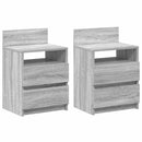 sengeborde 2 stk. med 2 skuffer 40x33x60 cm grå sonoma-eg