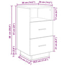sengebord med 2 skuffer 36x36x68 cm sonoma-eg