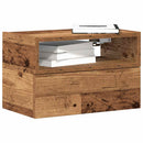 væghængt sengebord 45x26x28,5 cm antikt trælook