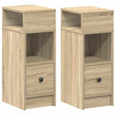 sengeborde 2 stk. med skuffe 25x31x66 cm sonoma-eg