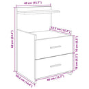 sengebord med 2 skuffer sort 40x36,5x62 cm