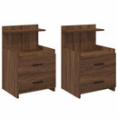 sengeborde 2 stk. med 2 skuffer brun eg 40x36,5x62 cm