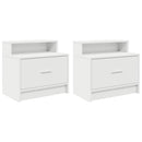 sengeborde med skuffe 2 stk. 51x31x47 cm hvid