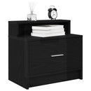 sengeborde med skuffe 2 stk. 51x31x47 cm sort-eg
