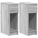 sengeborde med skuffe 2 stk. 20x36x60 cm grå sonoma-eg