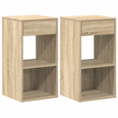 sengeborde med skuffe 2 stk. 35x34x66,5 cm sonoma-eg