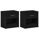 sengeborde 2 stk. med skuffe 39x28x41 cm sort