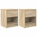 sengeborde 2 stk. med skuffe 40x34x50 cm sonoma-eg